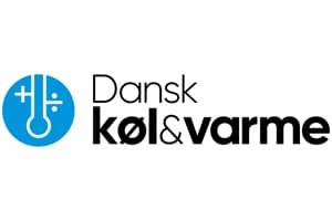 Logo med blå termometerikon og teksten Dansk Køl & Varme